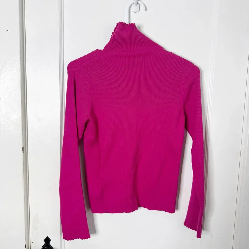 Lilly Pulitzer Lil Nora Turtleneck Sweater Hot Pink Ribbed 64450P 14 Kids' NWT